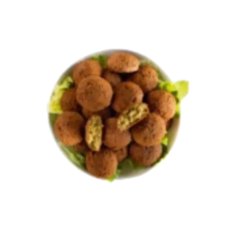 Falafel fried to order, crisp outside and soft inside